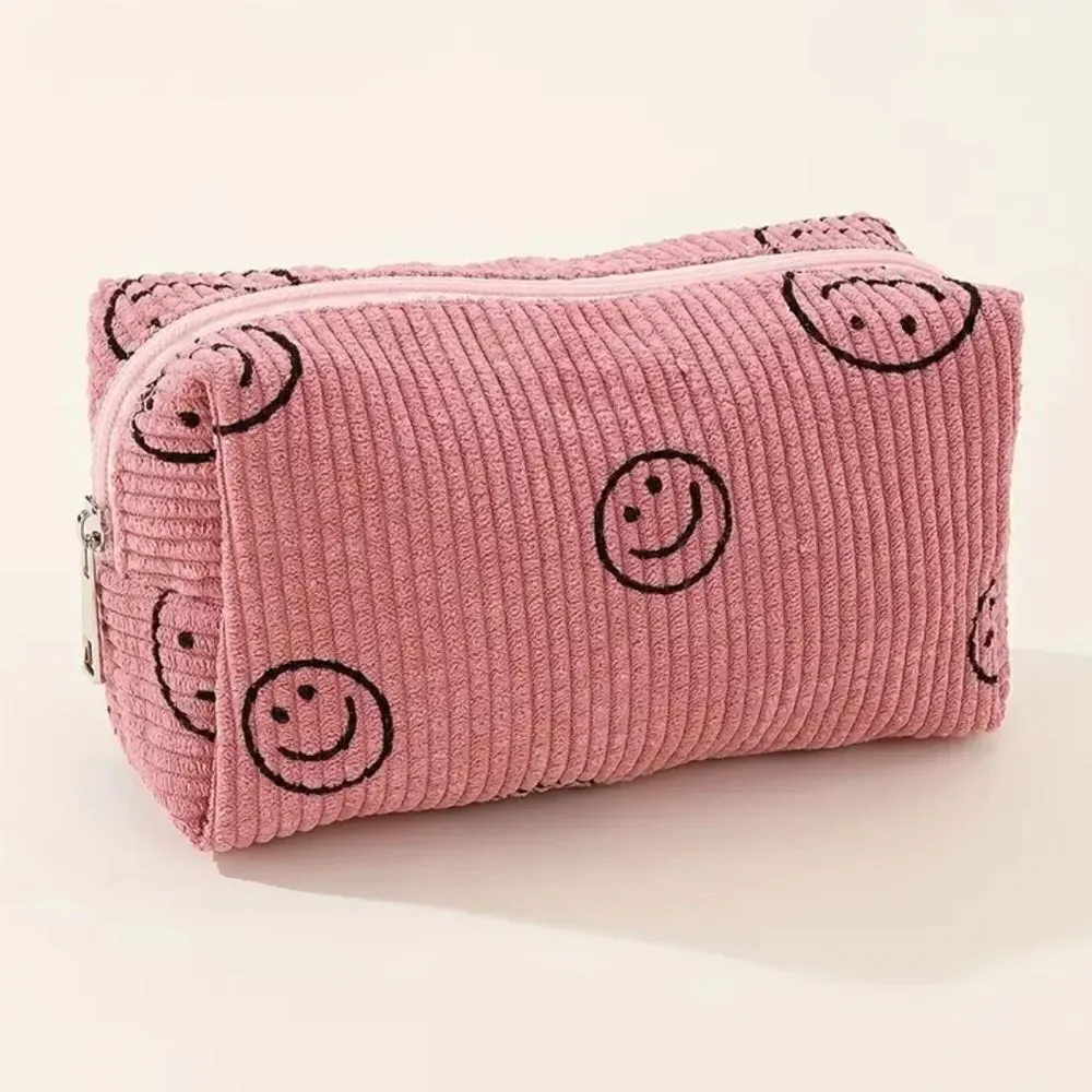 Smiley Face Corduroy Makeup Bags